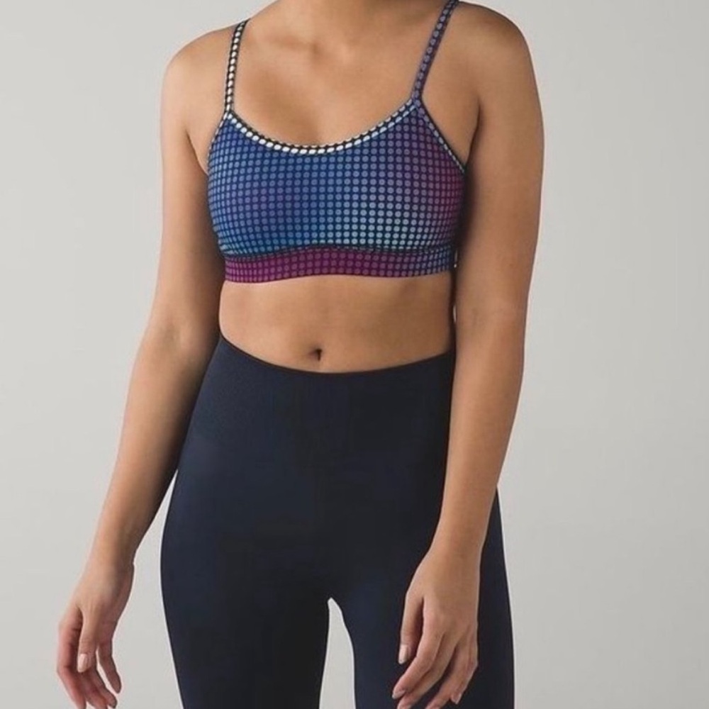 Lululemon Flow Y‎ Bra Cosmic Dot White Multi / Black Size 6 RARE!